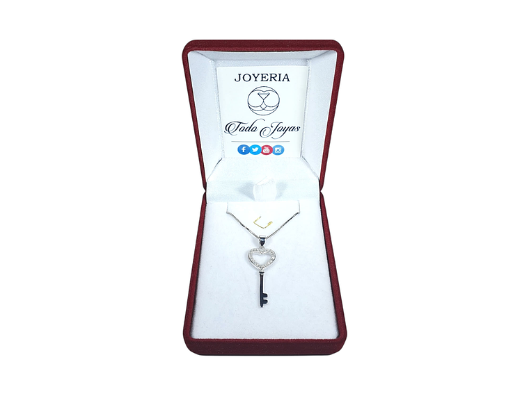 Collar Llave Corazon Circones Plateado 2