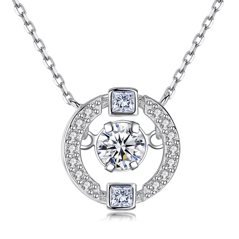 Collar Circulo con Circones Plateado