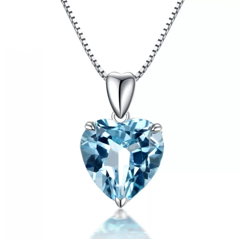Collar Corazon Cristal Celeste