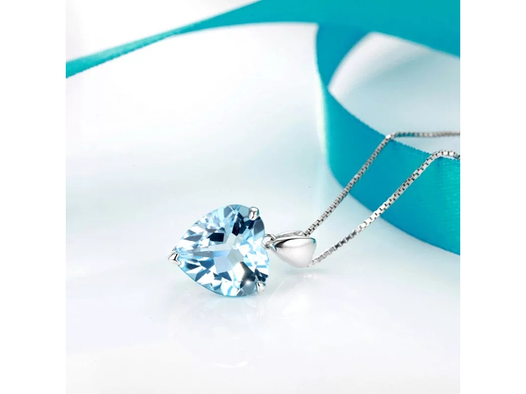 Collar Corazon Cristal Celeste 4