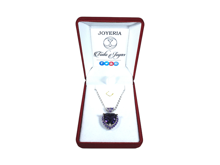 Collar Corazon Cristal Morado 2