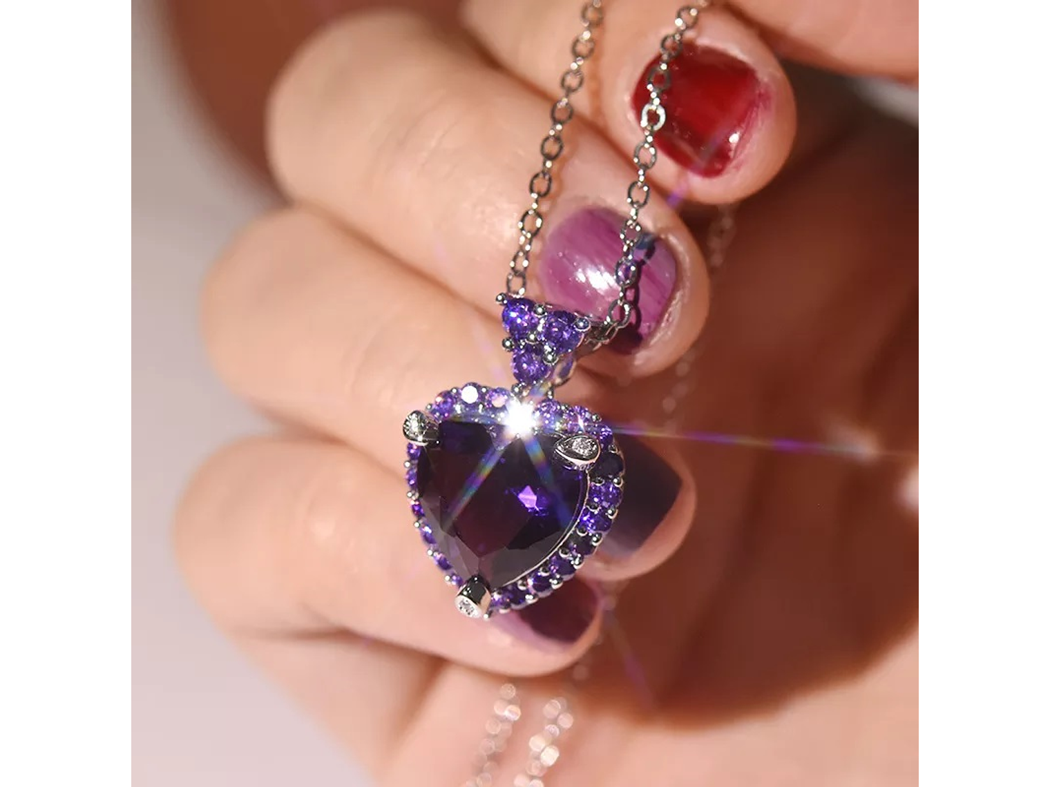 Collar Corazon Cristal Morado 4