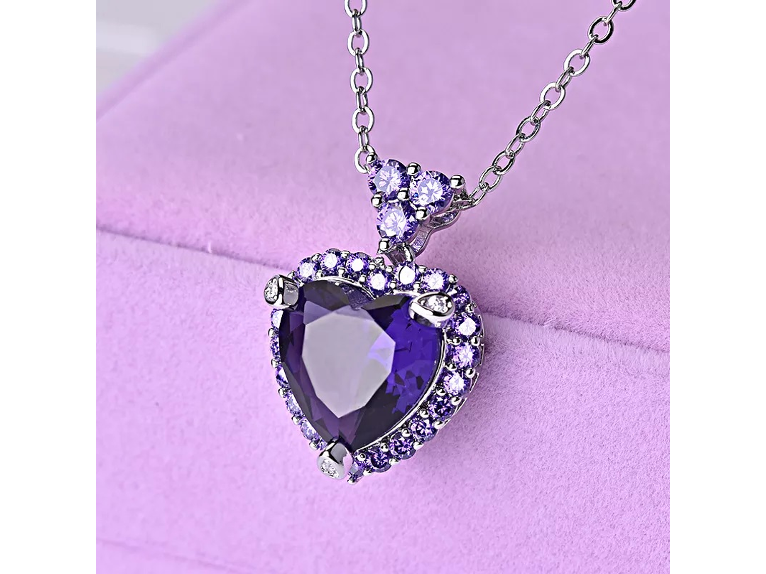 Collar Corazon Cristal Morado 5