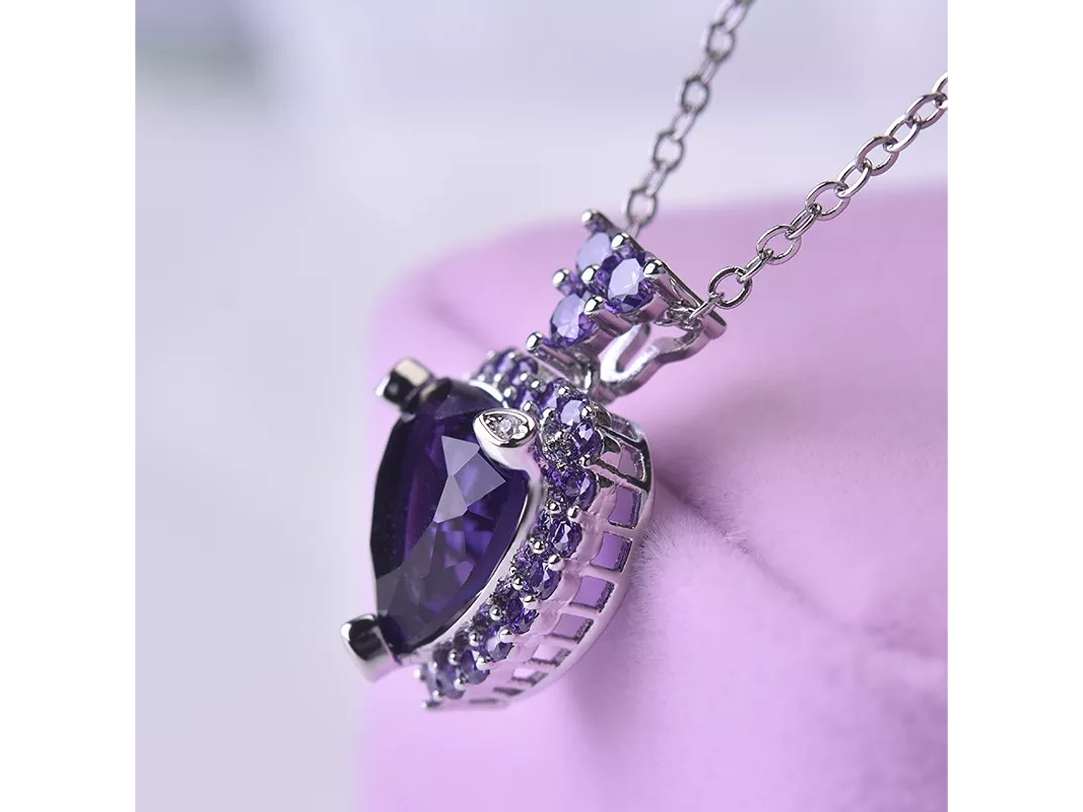Collar Corazon Cristal Morado 6