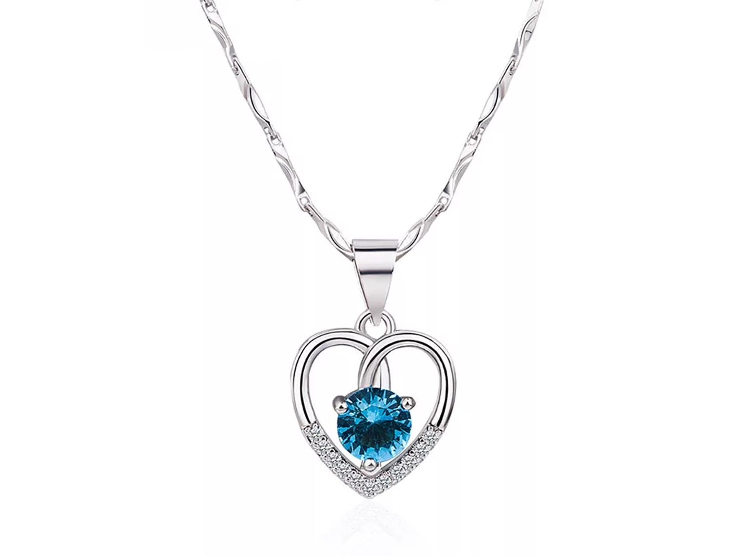 Collar Corazon Circon Azul 1