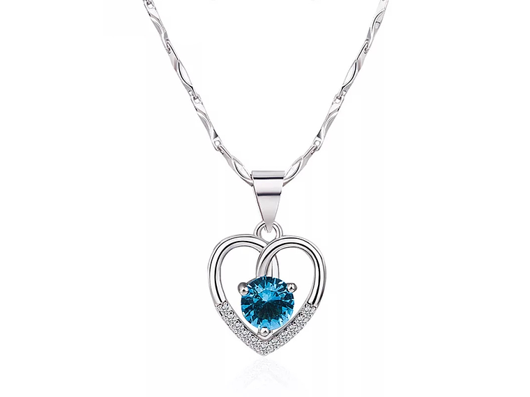 Collar Corazon Circon Azul 1