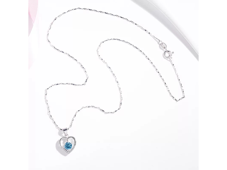 Collar Corazon Circon Azul 4