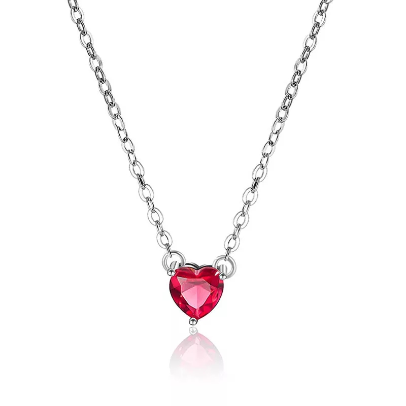 Collar Mini Corazon Cristal Rojo