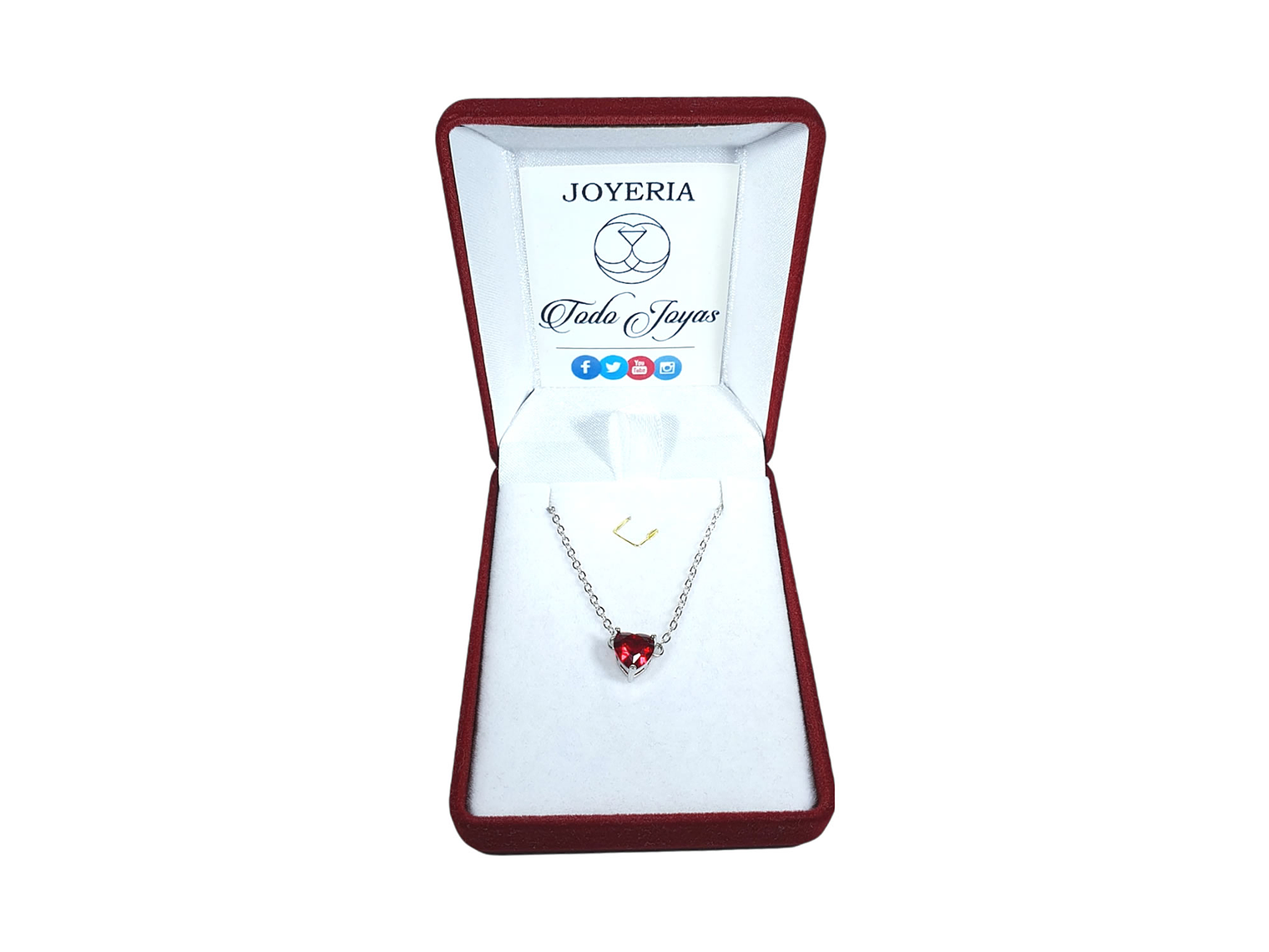 Collar Mini Corazon Cristal Rojo 2