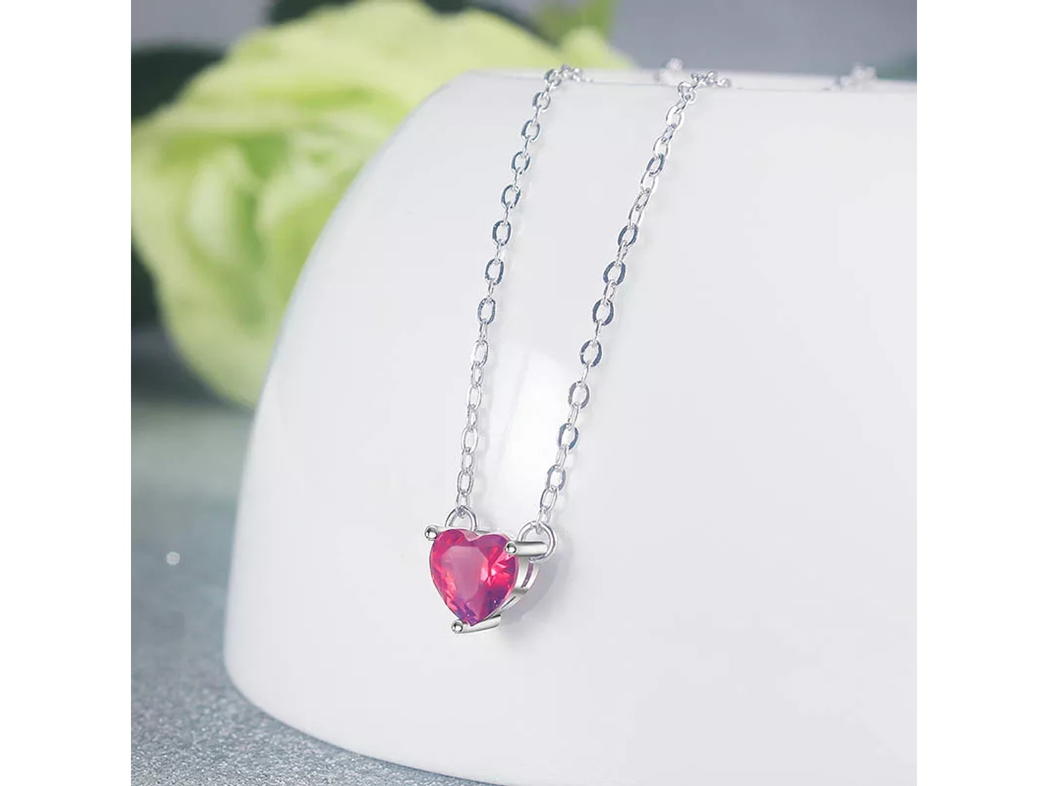 Collar Mini Corazon Cristal Rojo 3