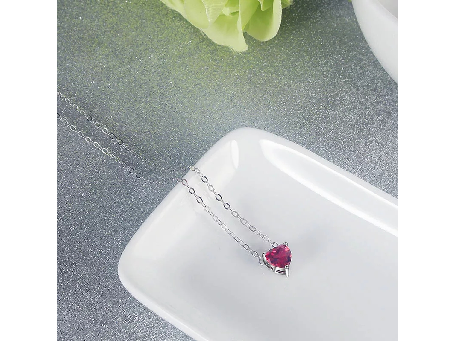 Collar Mini Corazon Cristal Rojo 4