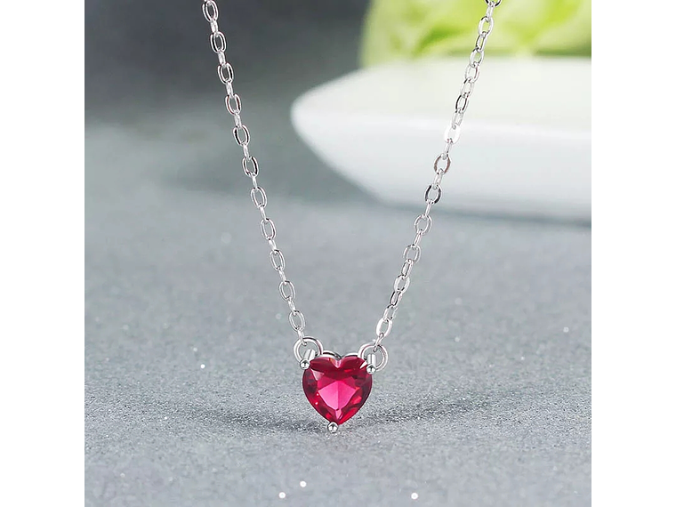 Collar Mini Corazon Cristal Rojo 5