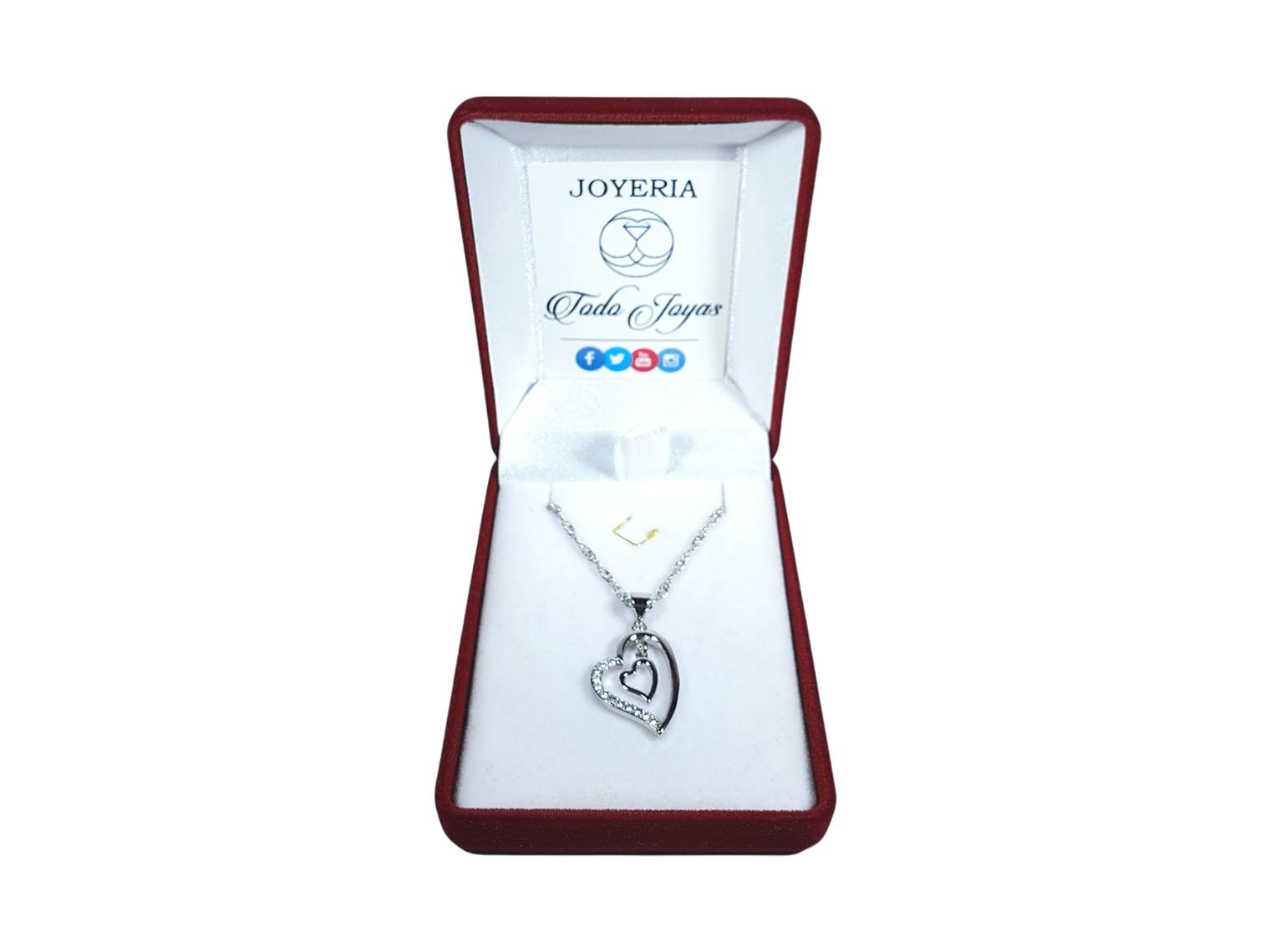 Collar Doble Corazon Interior Plateado 2