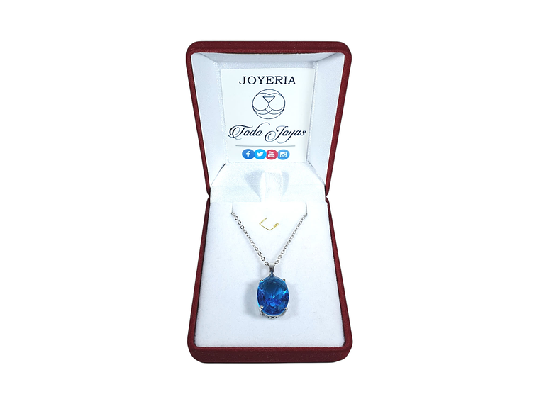 Collar Cristal Ovalo Azul 2