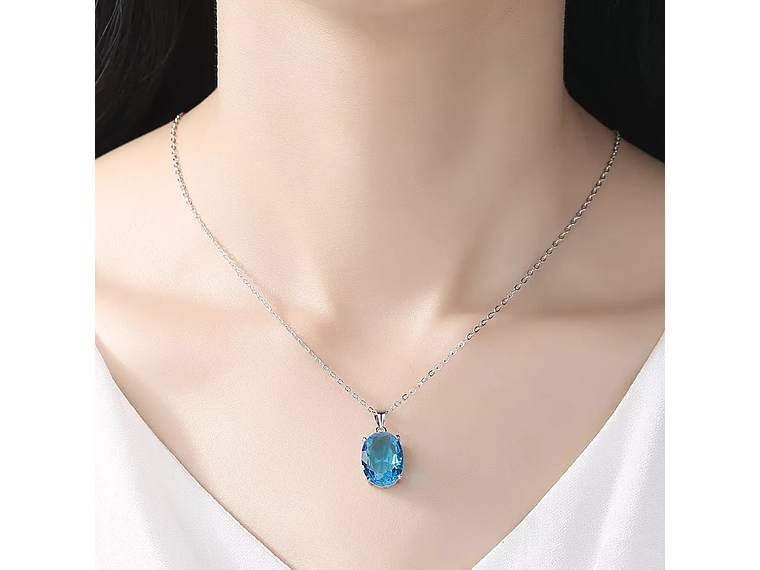 Collar Cristal Ovalo Azul 3