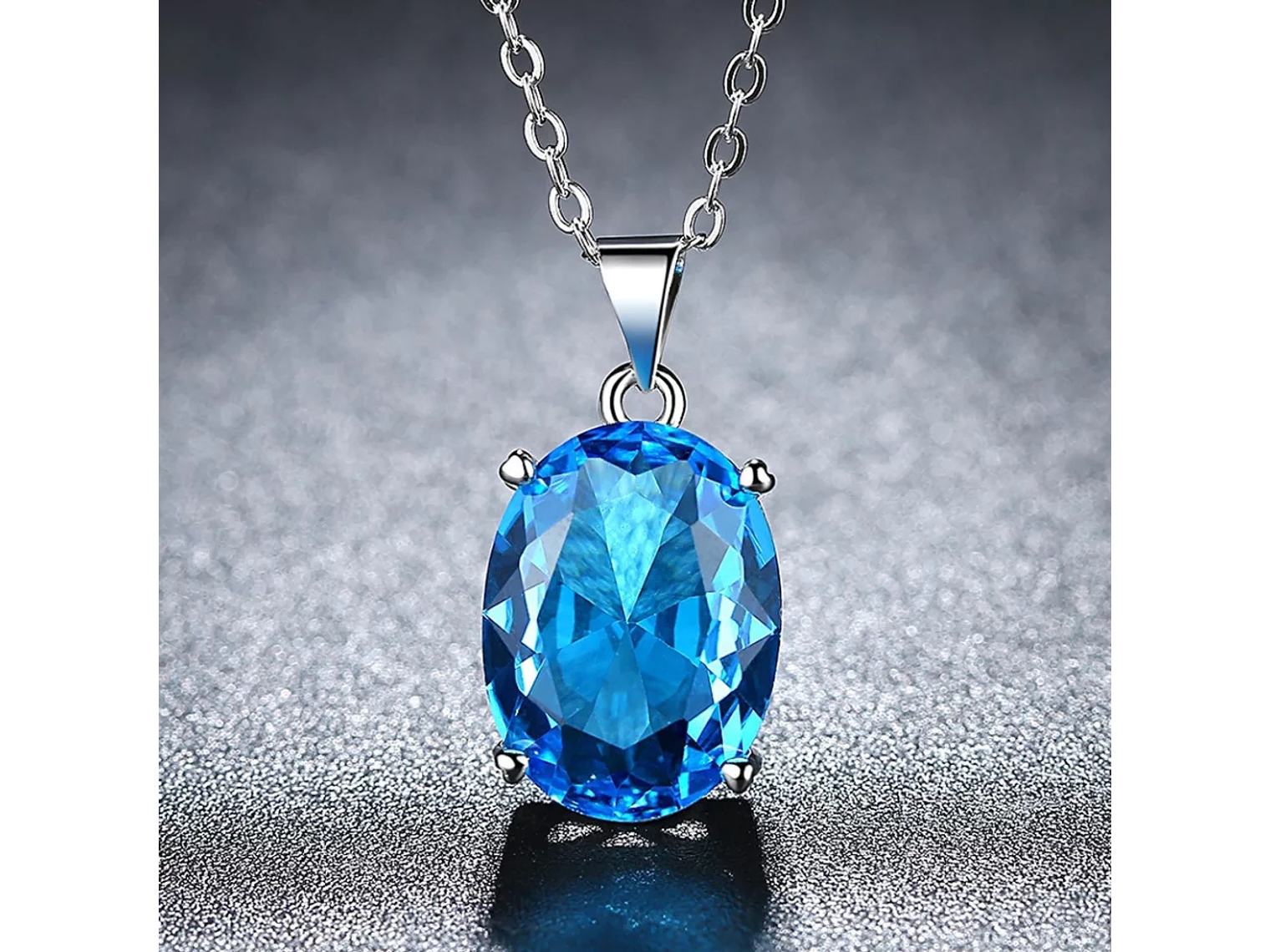 Collar Cristal Ovalo Azul 4