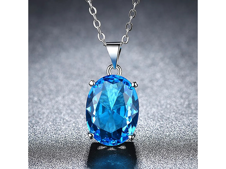 Collar Cristal Ovalo Azul 4