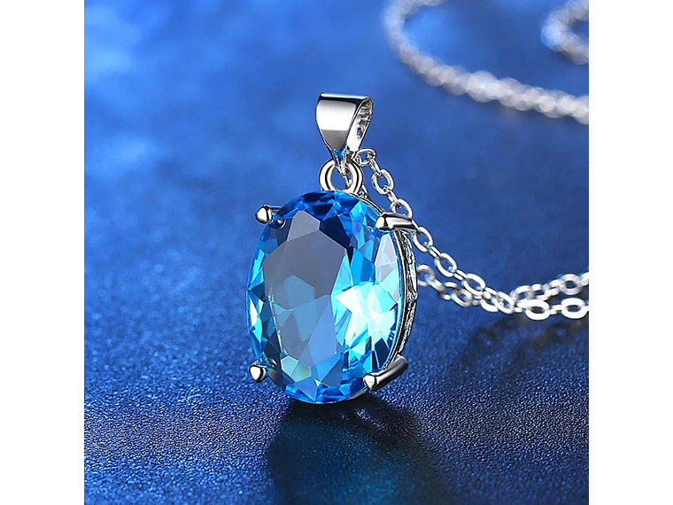 Collar Cristal Ovalo Azul 5