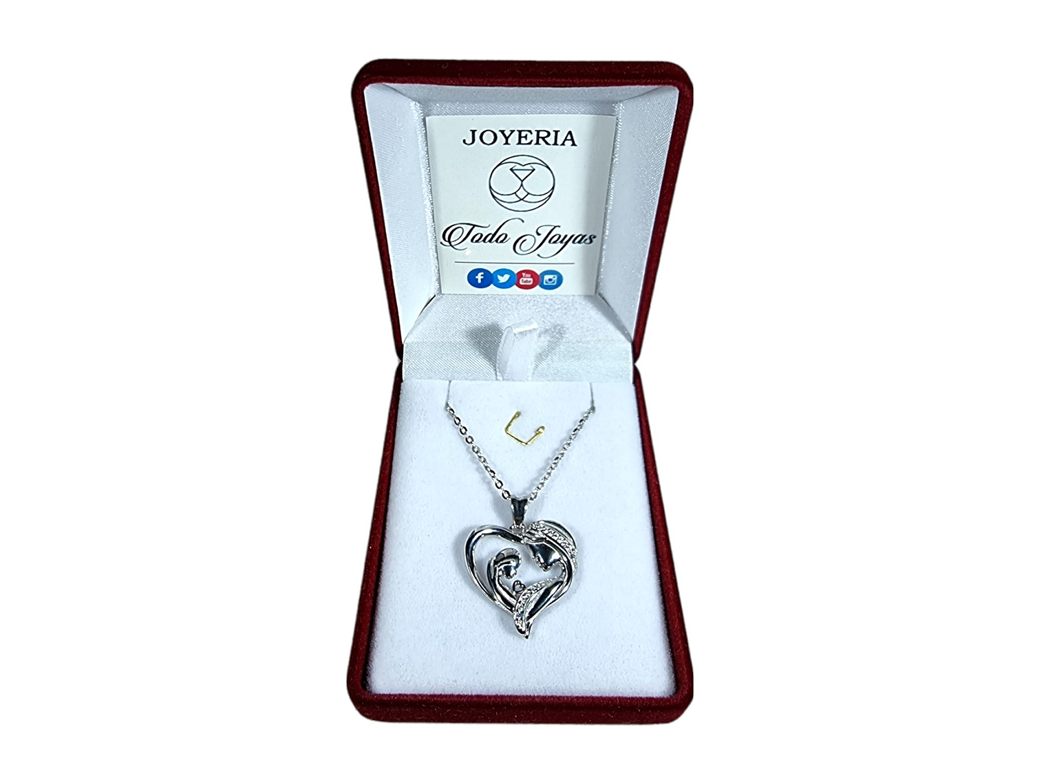 Collar Plata 925 Corazon Mama Hijo Plateado 2