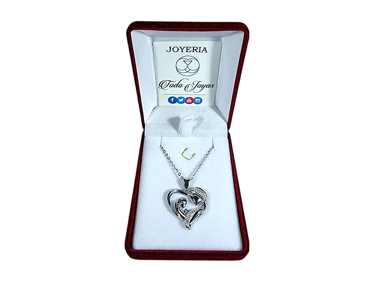 Collar Plata 925 Corazon Mama Hijo Plateado 2