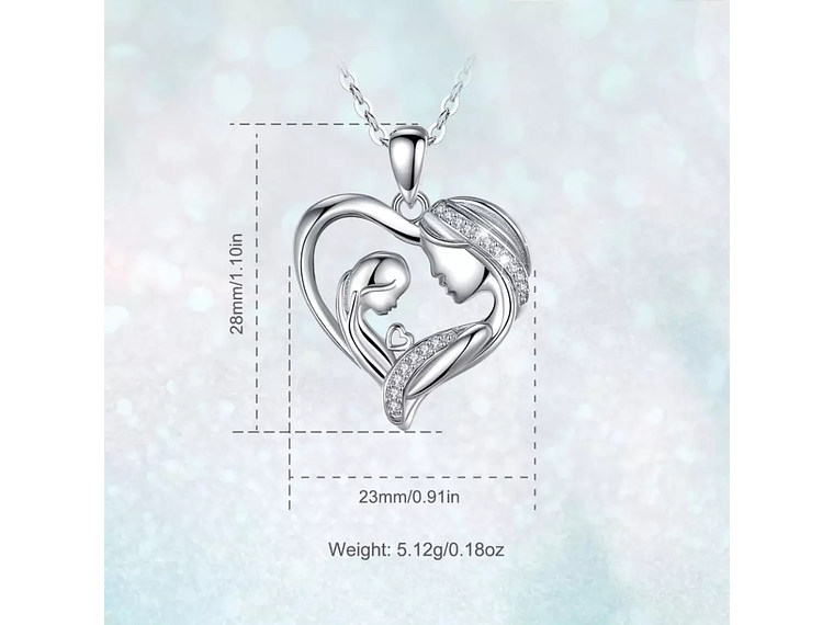 Collar Plata 925 Corazon Mama Hijo Plateado 6