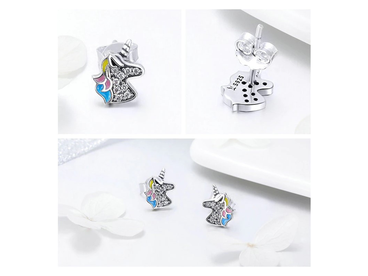 Aros Plata 925 Unicornio Multicolor 3