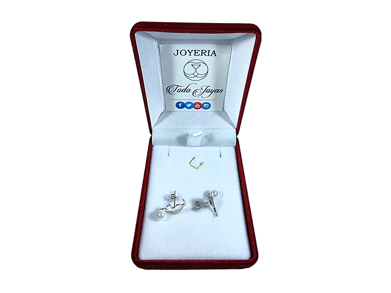 Aros Plata 925 Gatitos Perla 2