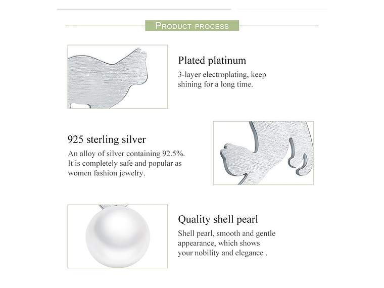 Aros Plata 925 Gatitos Perla 5