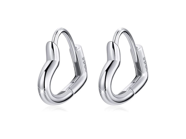 Aros Plata 925 Argollas Corazon 1