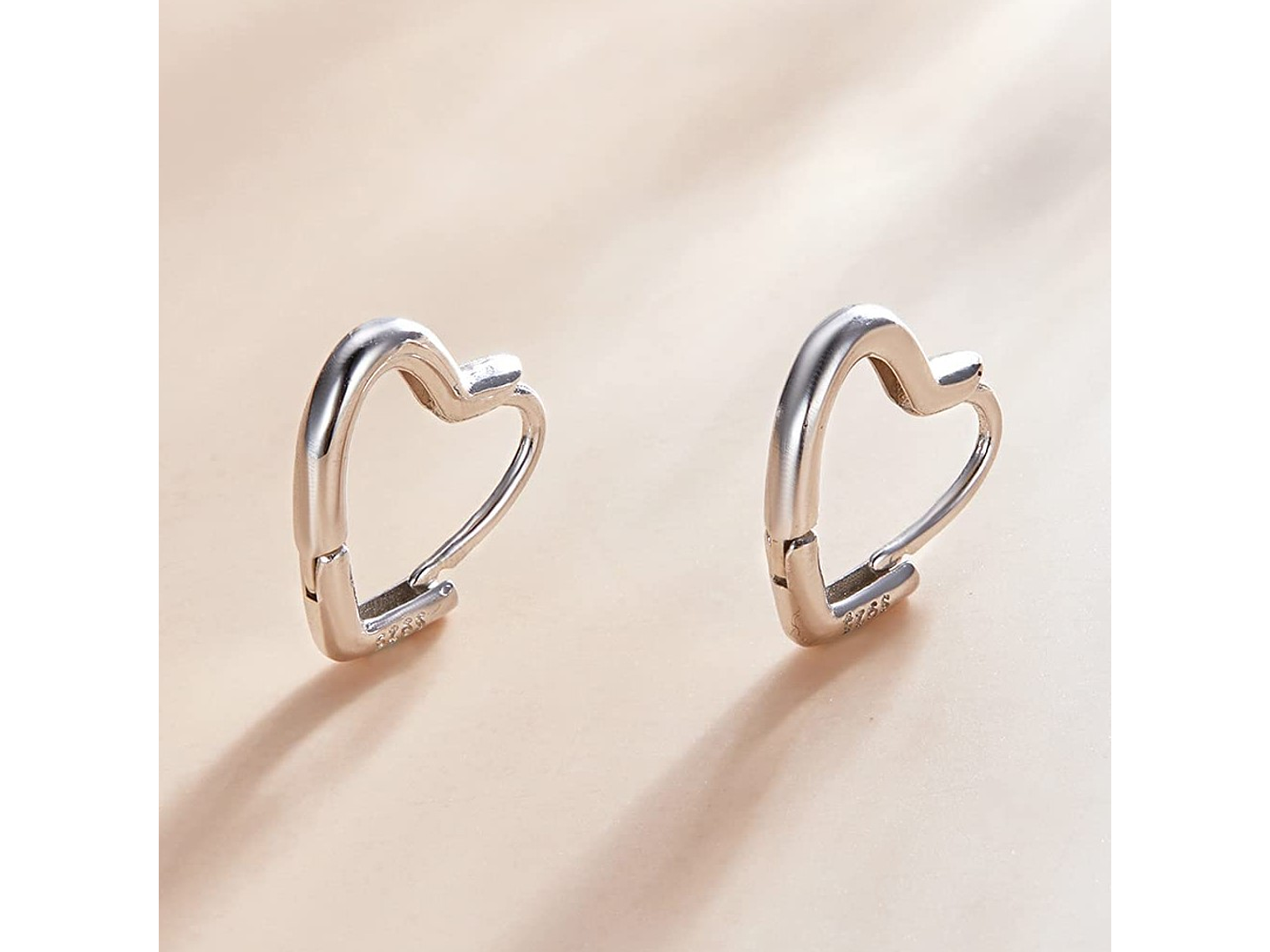 Aros Plata 925 Argollas Corazon 3