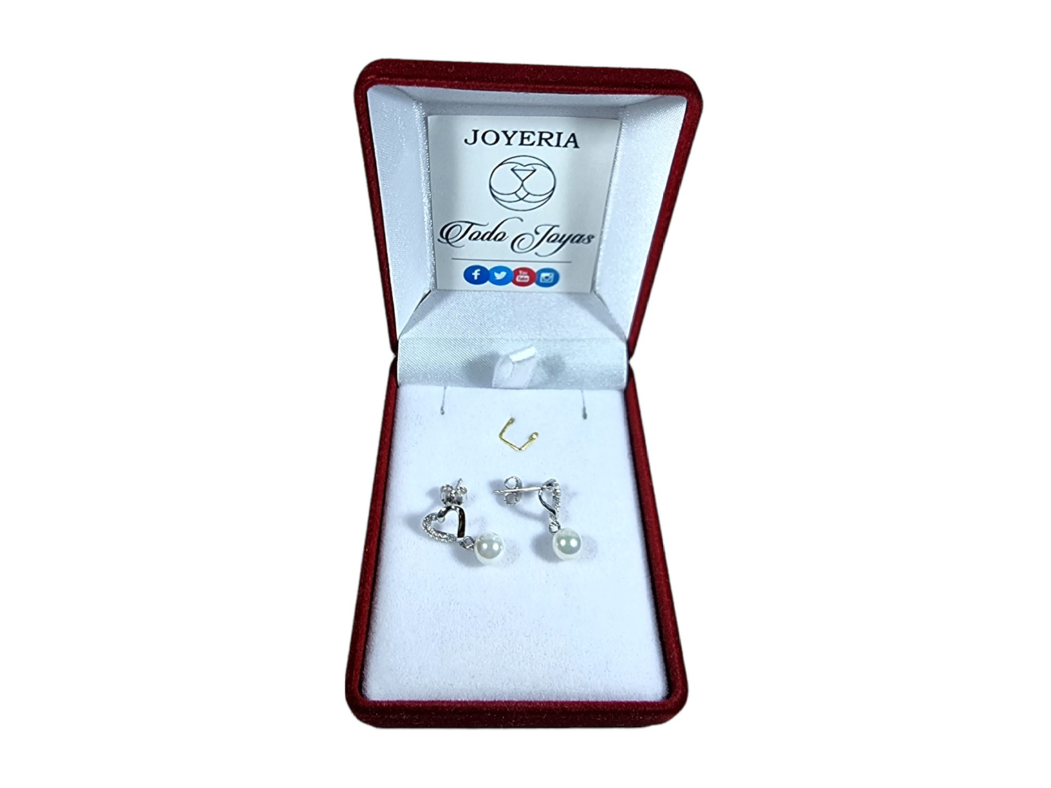 Aros Plata 925 Corazon Perla 2