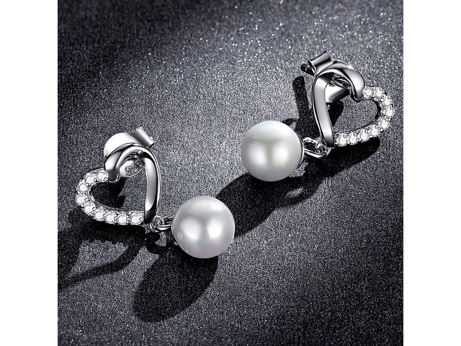 Aros Plata 925 Corazon Perla 5