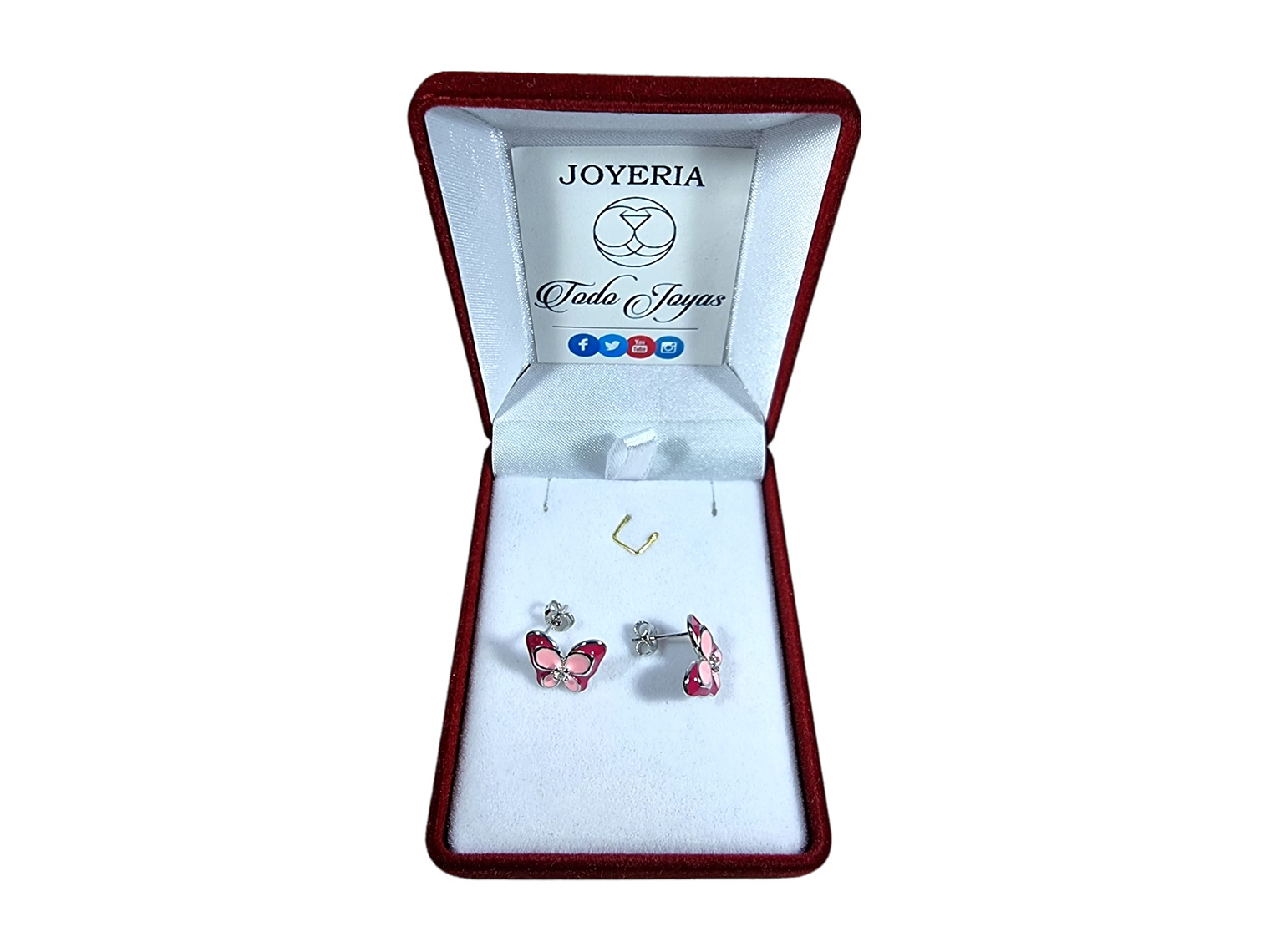 Aros Plata 925 Mariposa Rosada 2