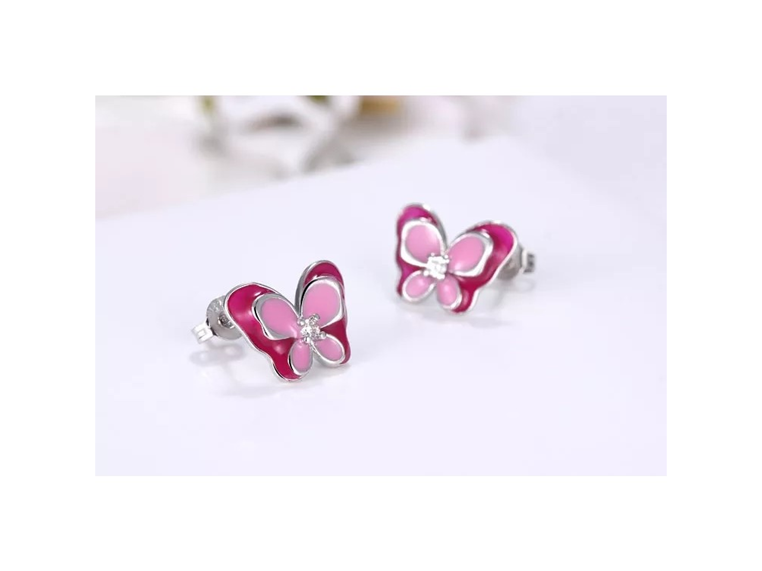 Aros Plata 925 Mariposa Rosada 4