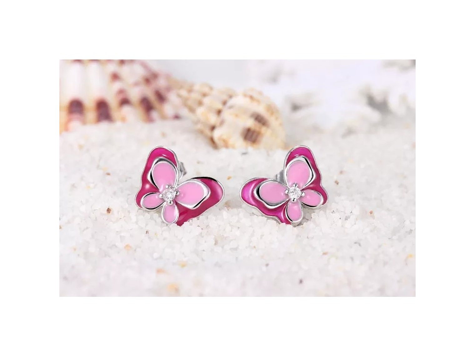 Aros Plata 925 Mariposa Rosada 5