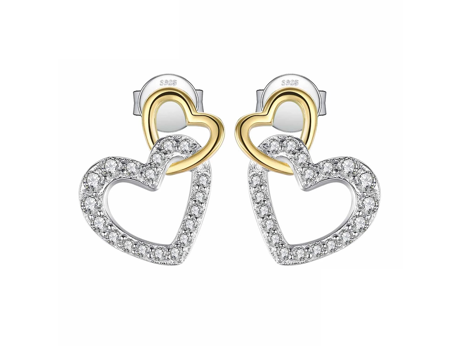 Aros Plata 925 Doble Corazon 1