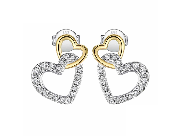 Aros Plata 925 Doble Corazon 1