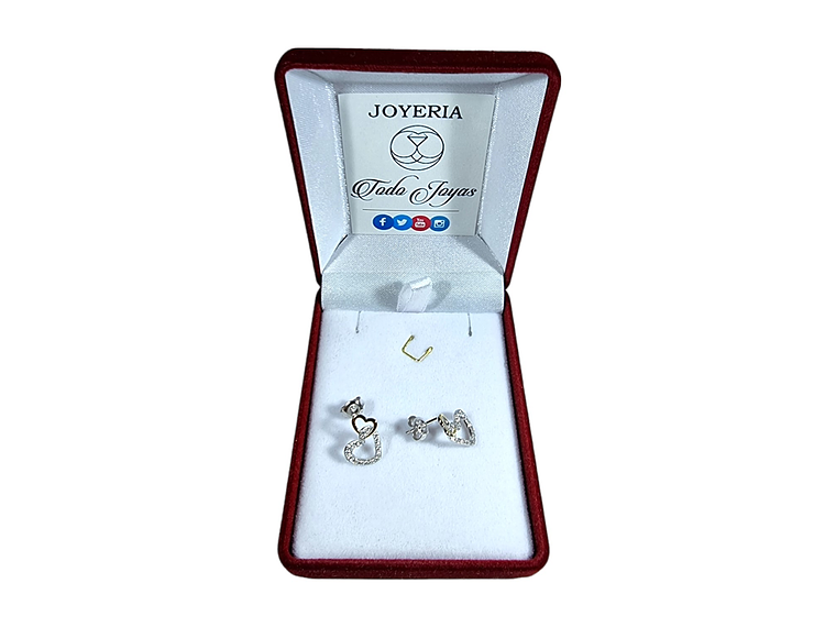 Aros Plata 925 Doble Corazon 2