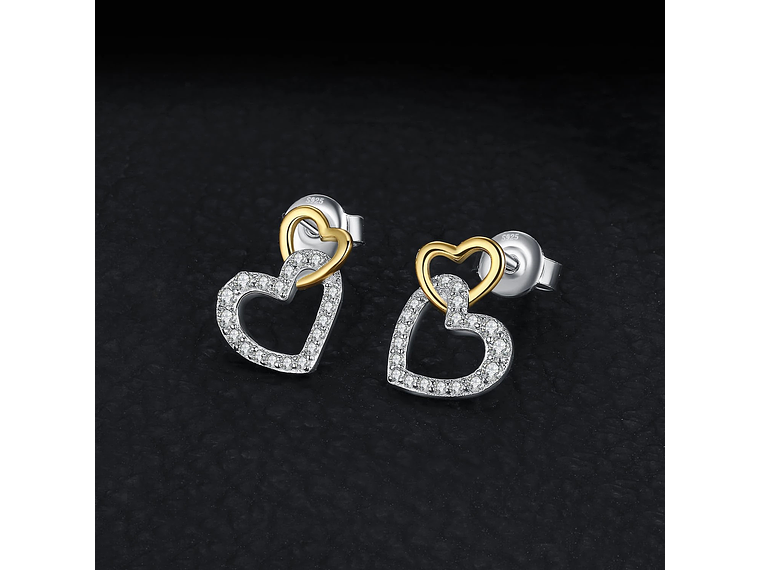 Aros Plata 925 Doble Corazon 3