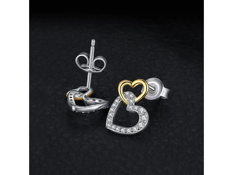 Aros Plata 925 Doble Corazon 4