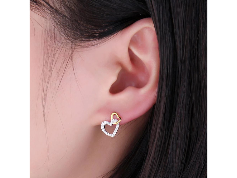 Aros Plata 925 Doble Corazon 5