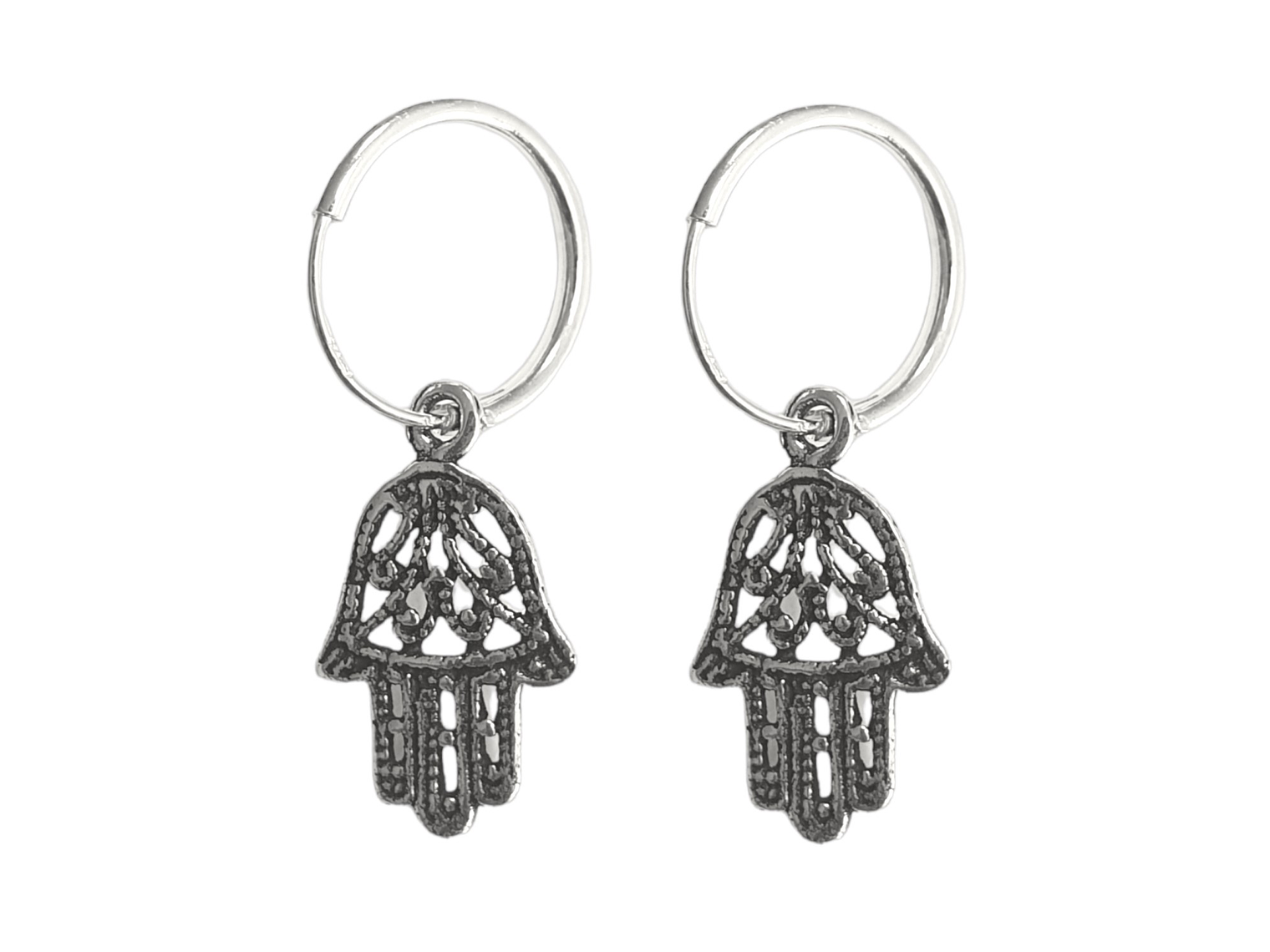 Aros Plata 925 Mano de Fatima 12mm 1