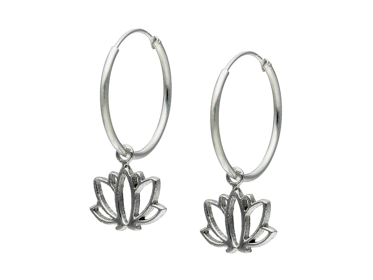 Aros Plata 925 Argolla Flor de Loto 1