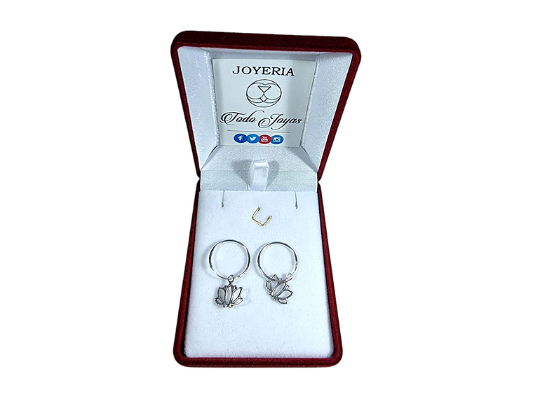 Aros Plata 925 Argolla Flor de Loto 2