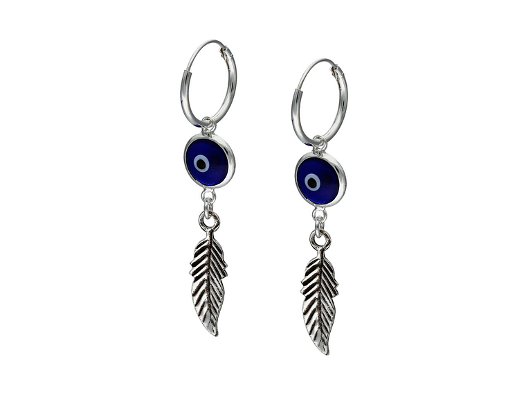 Aros Plata 925 Ojo Turco Pluma 1