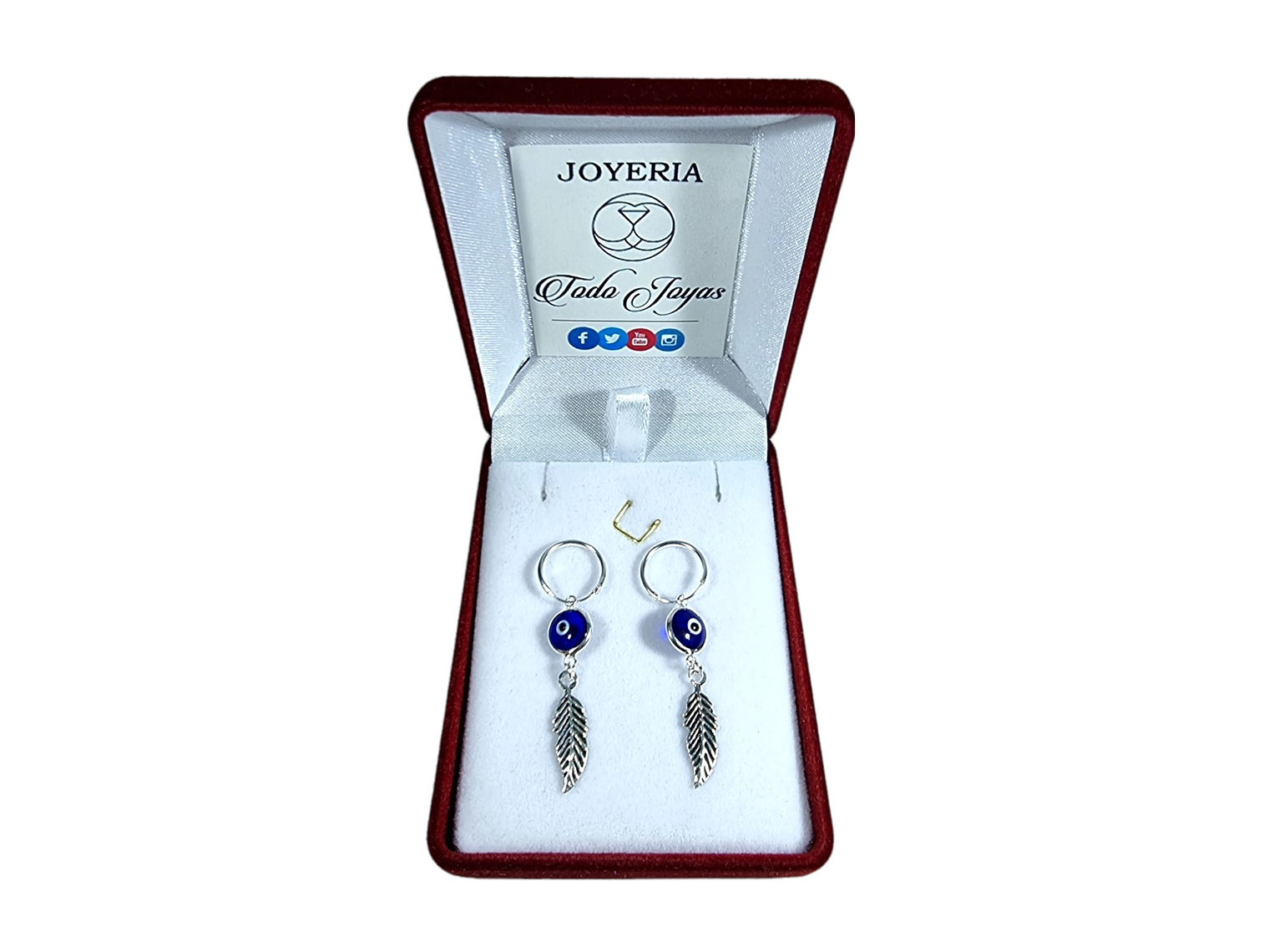 Aros Plata 925 Ojo Turco Pluma 2