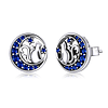 Aros Plata 925 Gato en Luna Azul