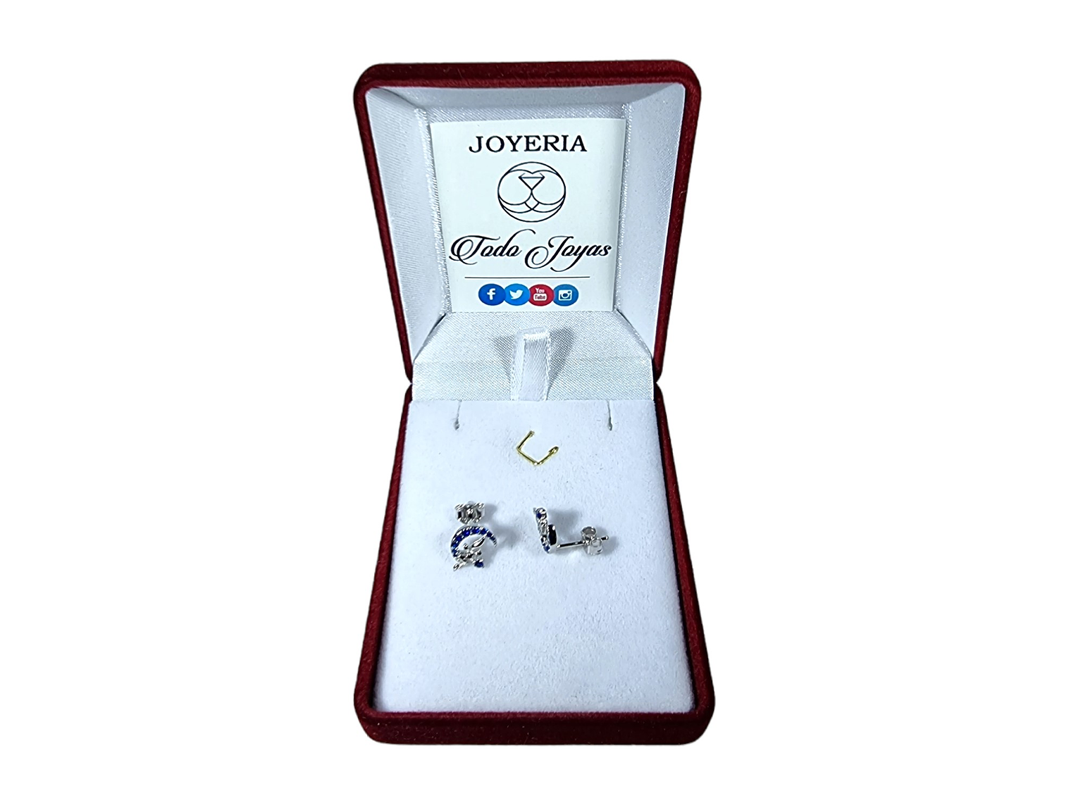 Aros Plata 925 Hada en Luna Azul 2