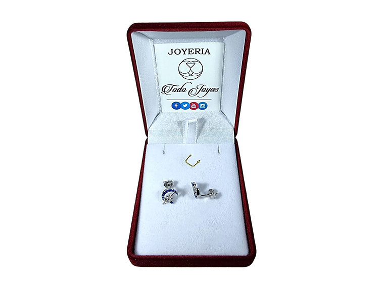 Aros Plata 925 Hada en Luna Azul 2