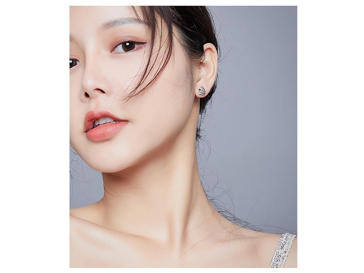 Aros Plata 925 Hada en Luna Azul 4